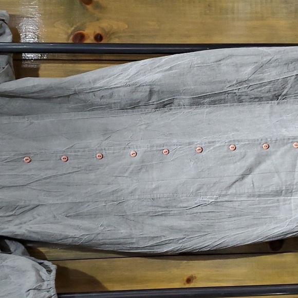 80s 90s VTG VINTAGE LONG DRESS W PUFF RUFFLE SLEEVES BUTTON DOWN STATEMENT RETRO - Picture 7 of 11